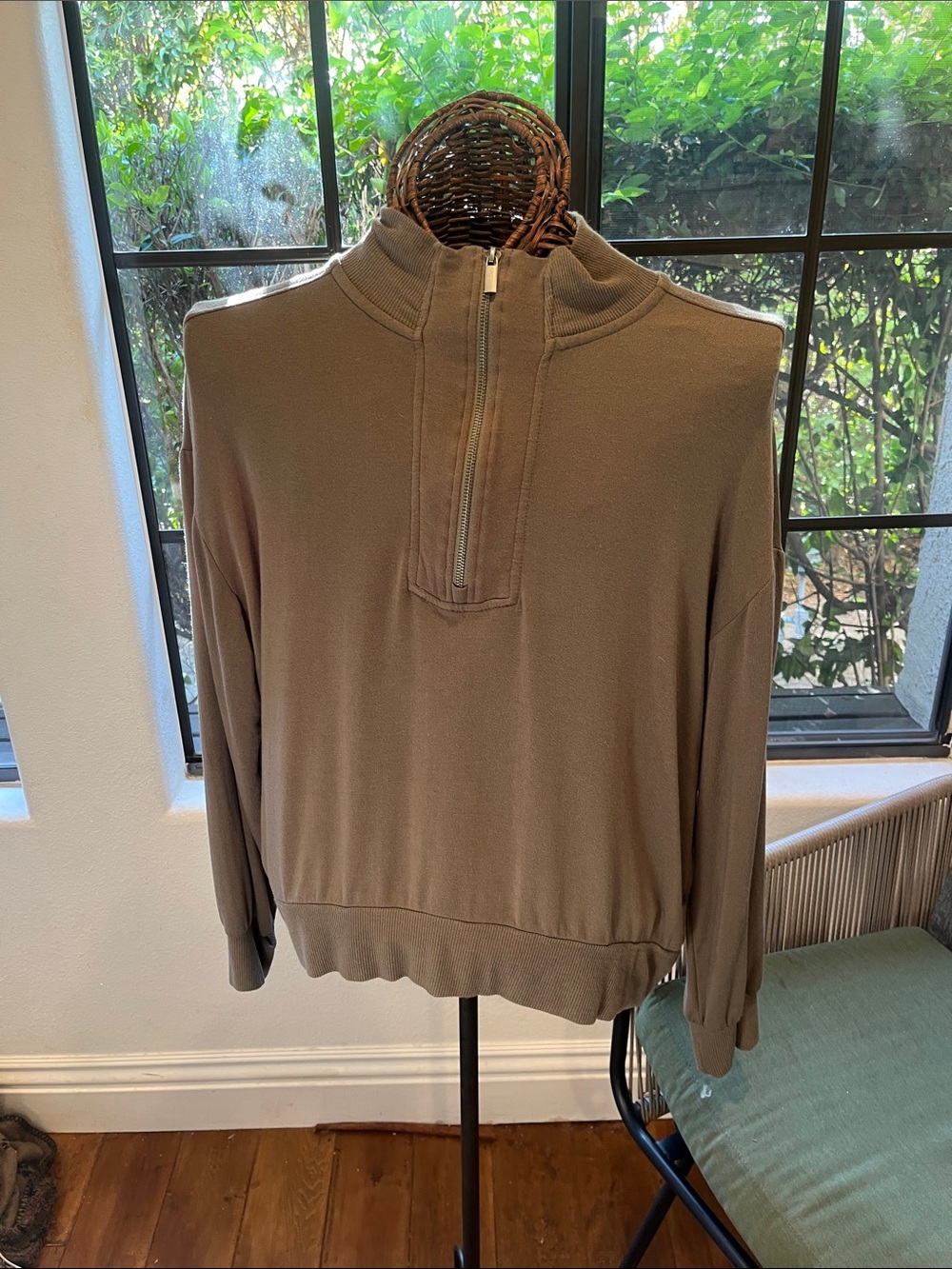 Workshop Republic Clothing Taupe Half-Zip Casual Shirt